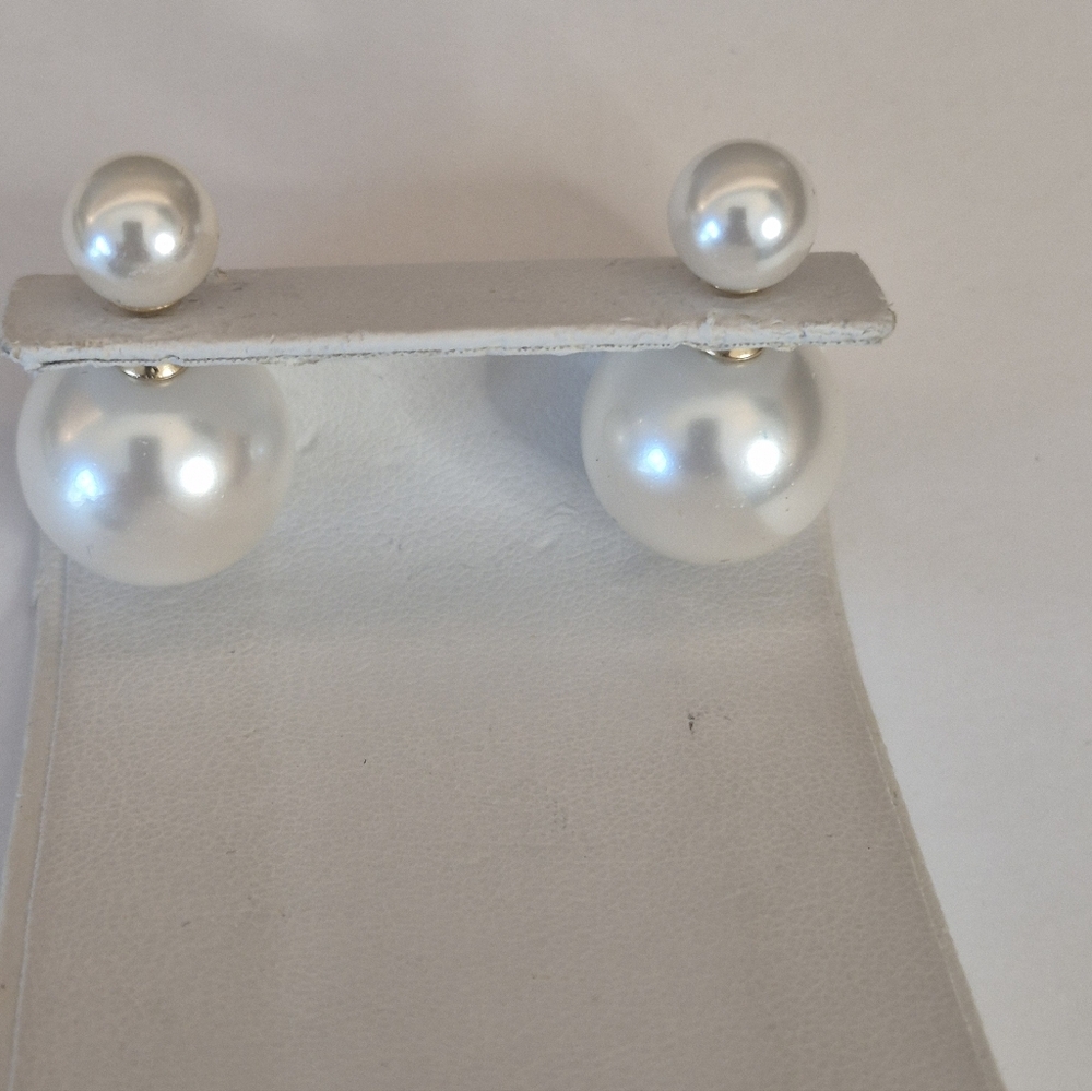 14k Reversible Pearl Earrings - Picture 8 of 10
